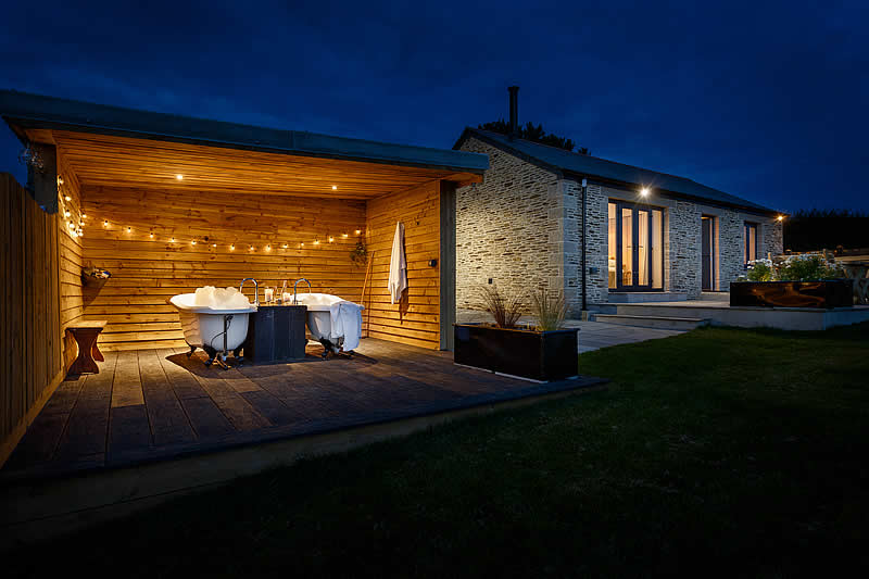 Relax in an outdoor bath